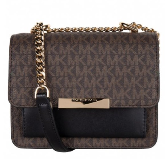 NEW Michael Kors Jade Brown & Black with Gold hardware_leather crossbody bag - Picture 4 of 11